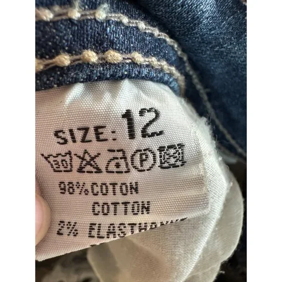 Liuces Womens Embellished Stretch Jeans Size 12 Blue Distressed Rhinestone Detai - Picture 6 of 9